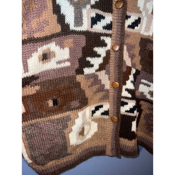 VTG The Peruvian Connection Art To Wear Multi Colored Cardigan SZ L 100% Alpaca - Picture 3 of 9